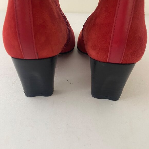 Donald Pliner Lancel Ankle Boots Shoes Heel Red Suede - Picture 8 of 10